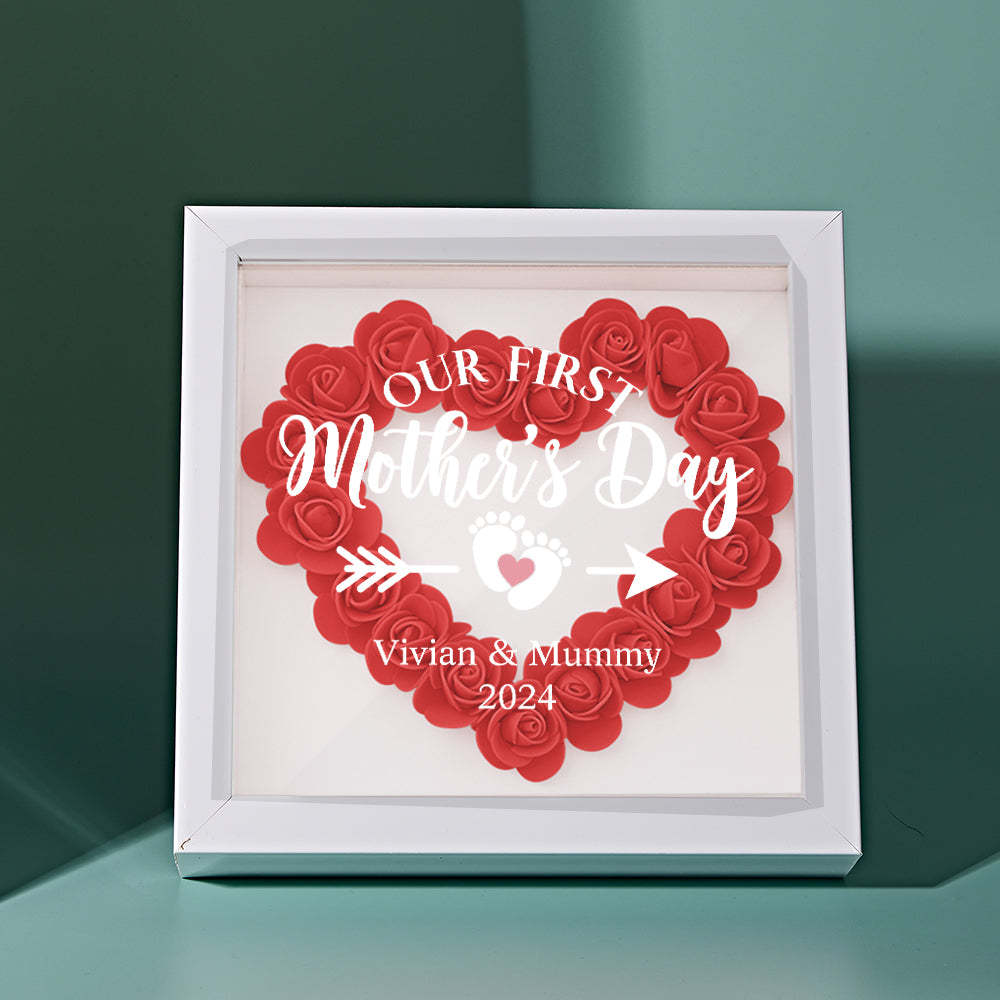 Custom Flower Shadow Box Personalized Flower Shadowbox Frame First Mother's Day Gift - makephotopuzzleuk