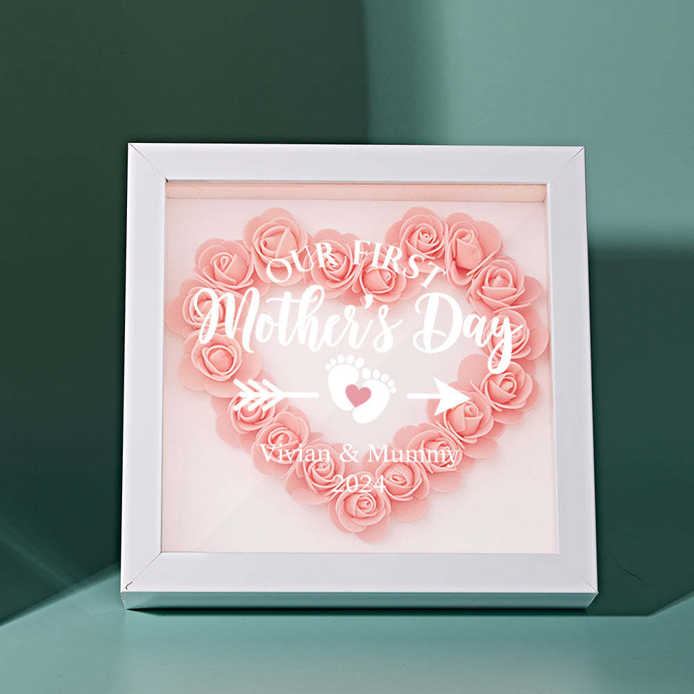 Custom Flower Shadow Box Personalized Flower Shadowbox Frame First Mother's Day Gift - makephotopuzzleuk