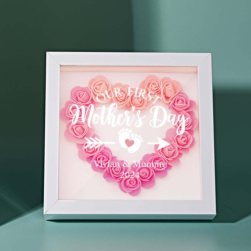 Custom Flower Shadow Box Personalized Flower Shadowbox Frame First Mother's Day Gift - makephotopuzzleuk
