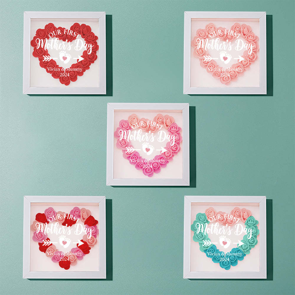 Custom Flower Shadow Box Personalized Flower Shadowbox Frame First Mother's Day Gift - makephotopuzzleuk