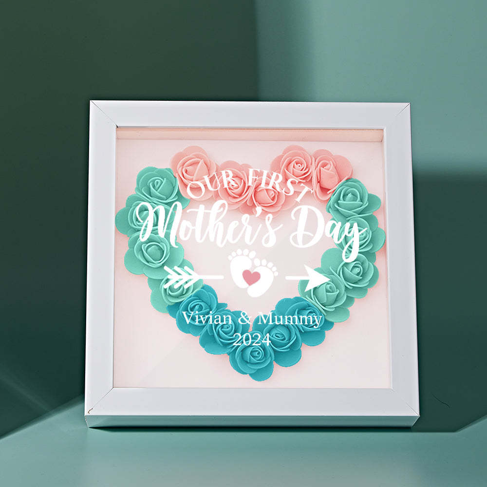 Custom Flower Shadow Box Personalized Flower Shadowbox Frame First Mother's Day Gift - makephotopuzzleuk