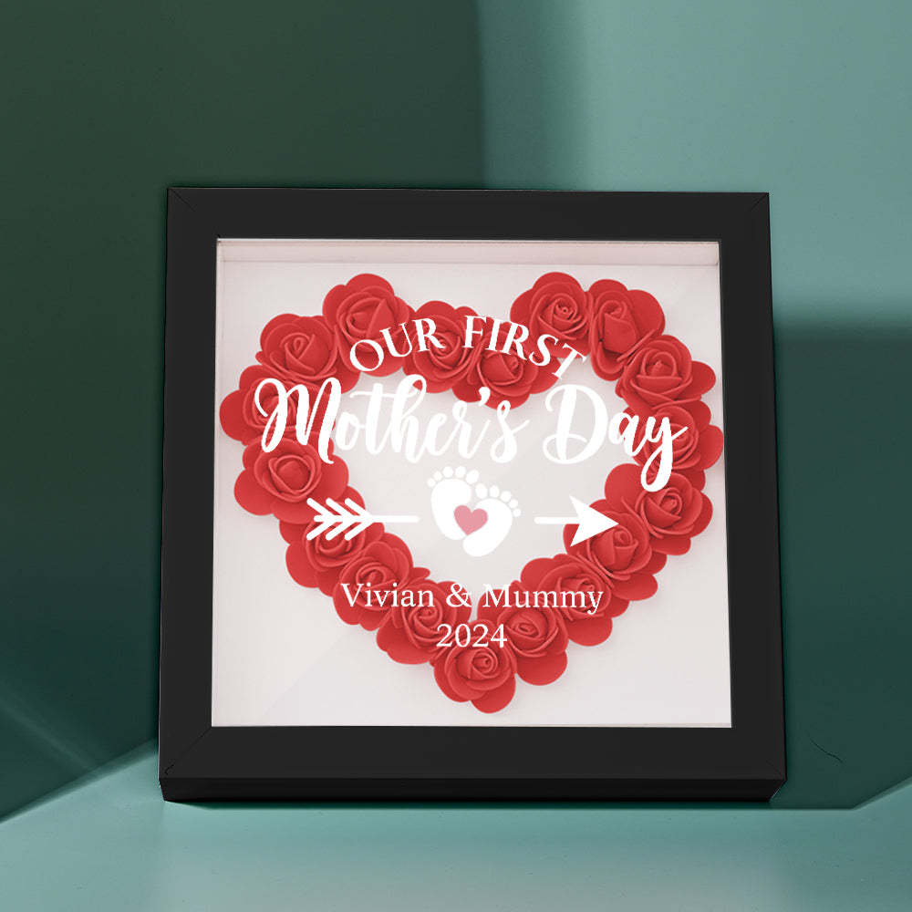 Custom Flower Shadow Box Personalized Flower Shadowbox Frame First Mother's Day Gift - makephotopuzzleuk