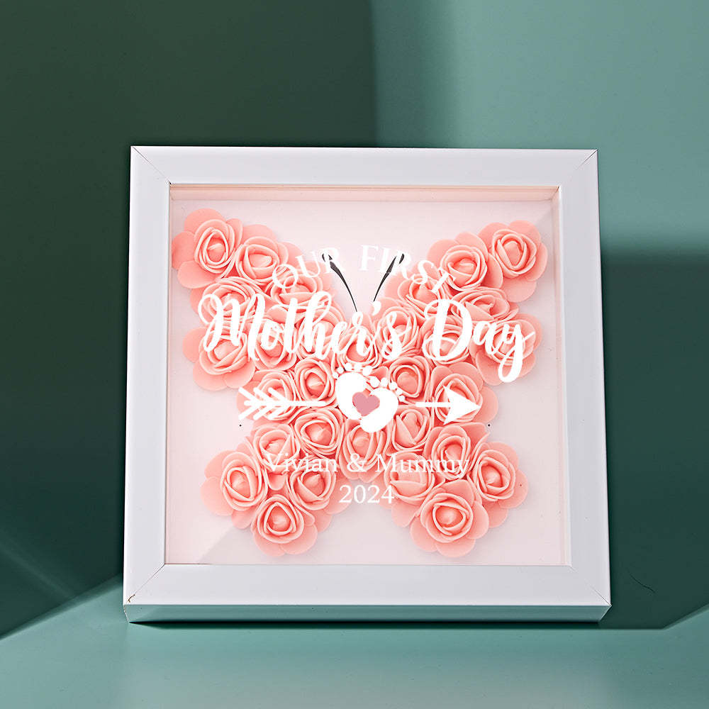 Custom Flower Shadow Box Personalized Flower Shadowbox Frame First Mother's Day Gift - makephotopuzzleuk