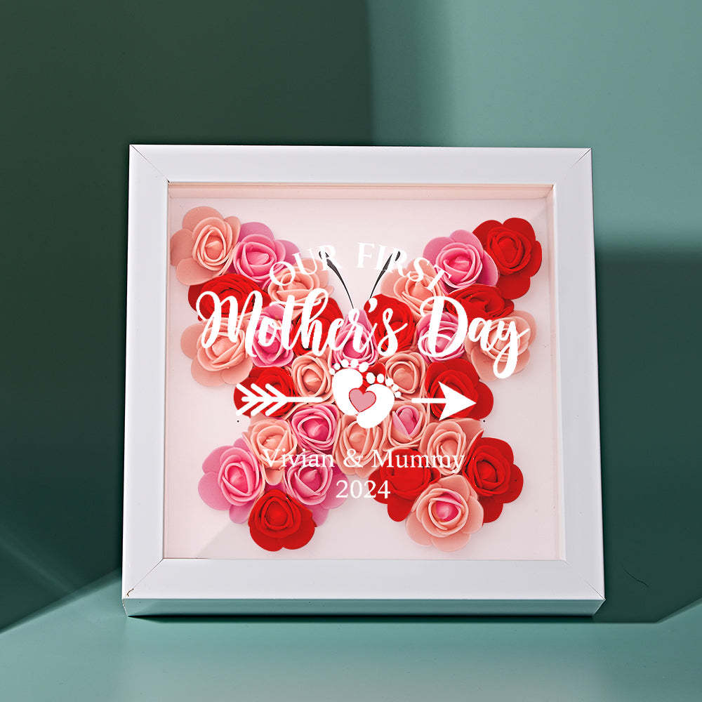 Custom Flower Shadow Box Personalized Flower Shadowbox Frame First Mother's Day Gift - makephotopuzzleuk