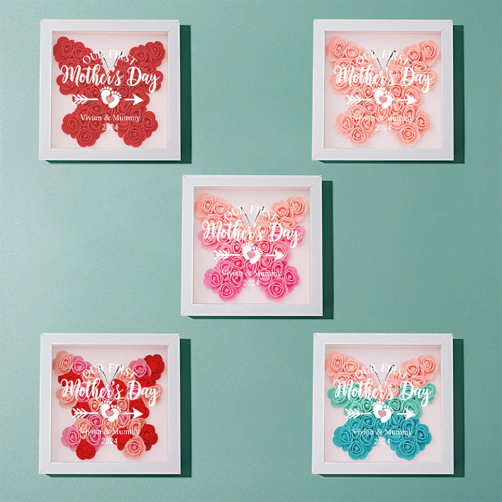 Custom Flower Shadow Box Personalized Flower Shadowbox Frame First Mother's Day Gift - makephotopuzzleuk