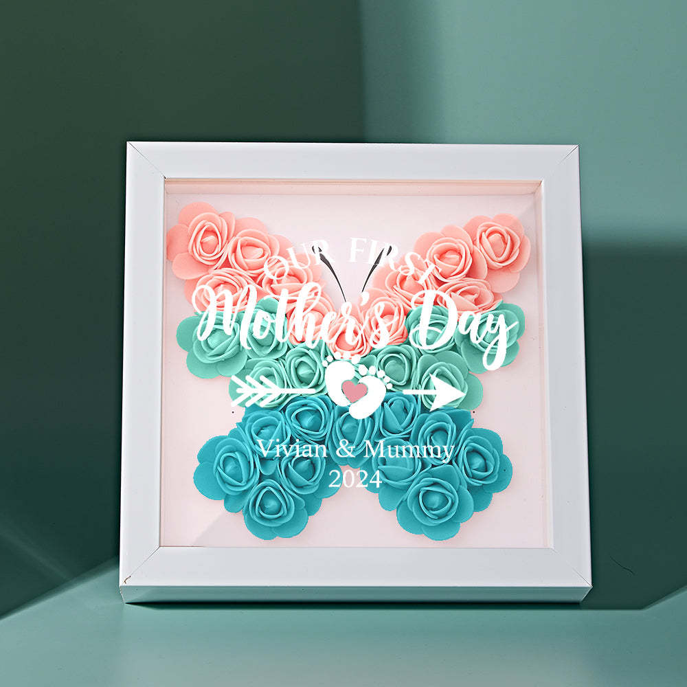 Custom Flower Shadow Box Personalized Flower Shadowbox Frame First Mother's Day Gift - makephotopuzzleuk