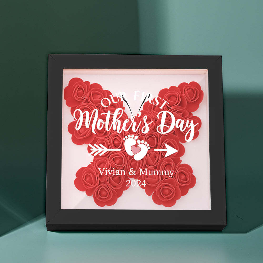 Custom Flower Shadow Box Personalized Flower Shadowbox Frame First Mother's Day Gift - makephotopuzzleuk