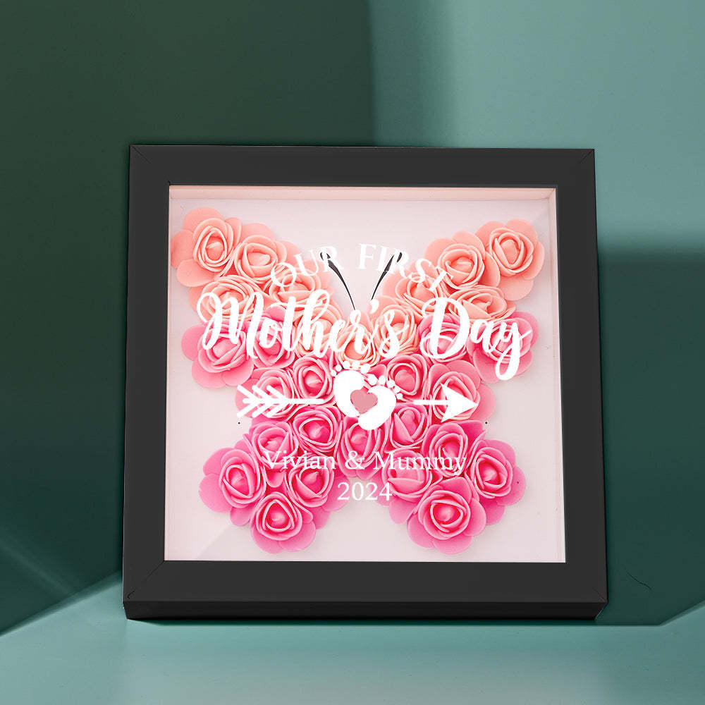 Custom Flower Shadow Box Personalized Flower Shadowbox Frame First Mother's Day Gift - makephotopuzzleuk