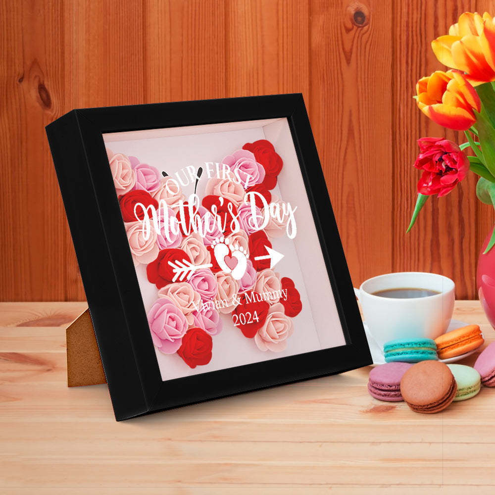 Custom Flower Shadow Box Personalized Flower Shadowbox Frame First Mother's Day Gift - makephotopuzzleuk