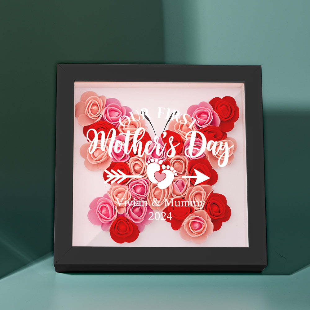 Custom Flower Shadow Box Personalized Flower Shadowbox Frame First Mother's Day Gift - makephotopuzzleuk