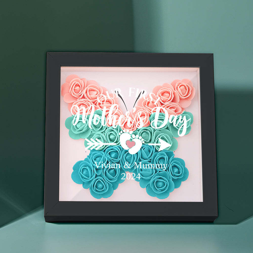 Custom Flower Shadow Box Personalized Flower Shadowbox Frame First Mother's Day Gift - makephotopuzzleuk