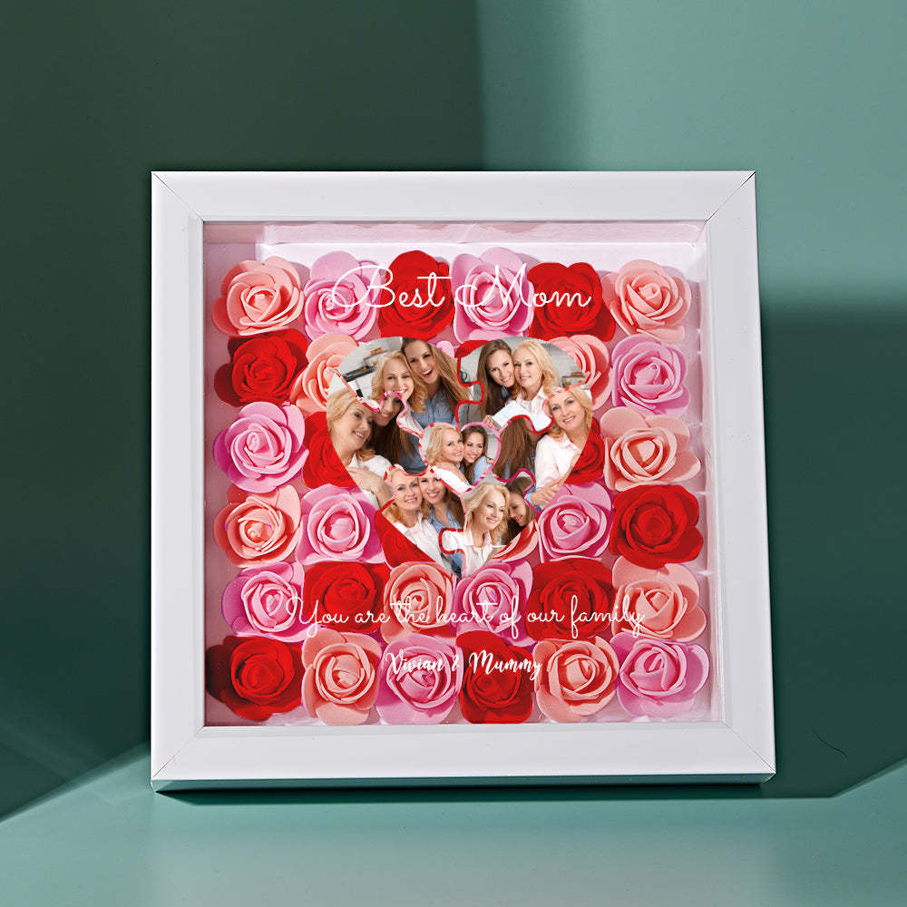Custom Photo Puzzle Flower Shadow Box Personalized Flower Shadowbox Frame Mother's Day Gift - makephotopuzzleuk