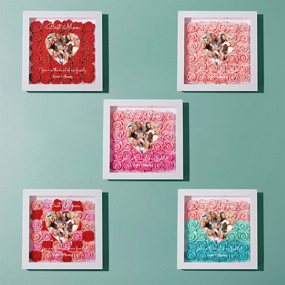 Custom Photo Puzzle Flower Shadow Box Personalized Flower Shadowbox Frame Mother's Day Gift - makephotopuzzleuk