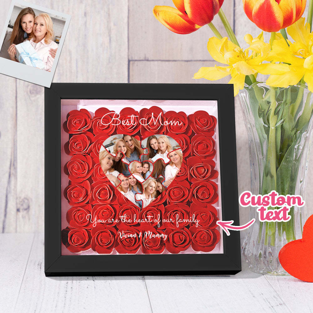 Custom Photo Puzzle Flower Shadow Box Personalized Flower Shadowbox Frame Mother's Day Gift - makephotopuzzleuk