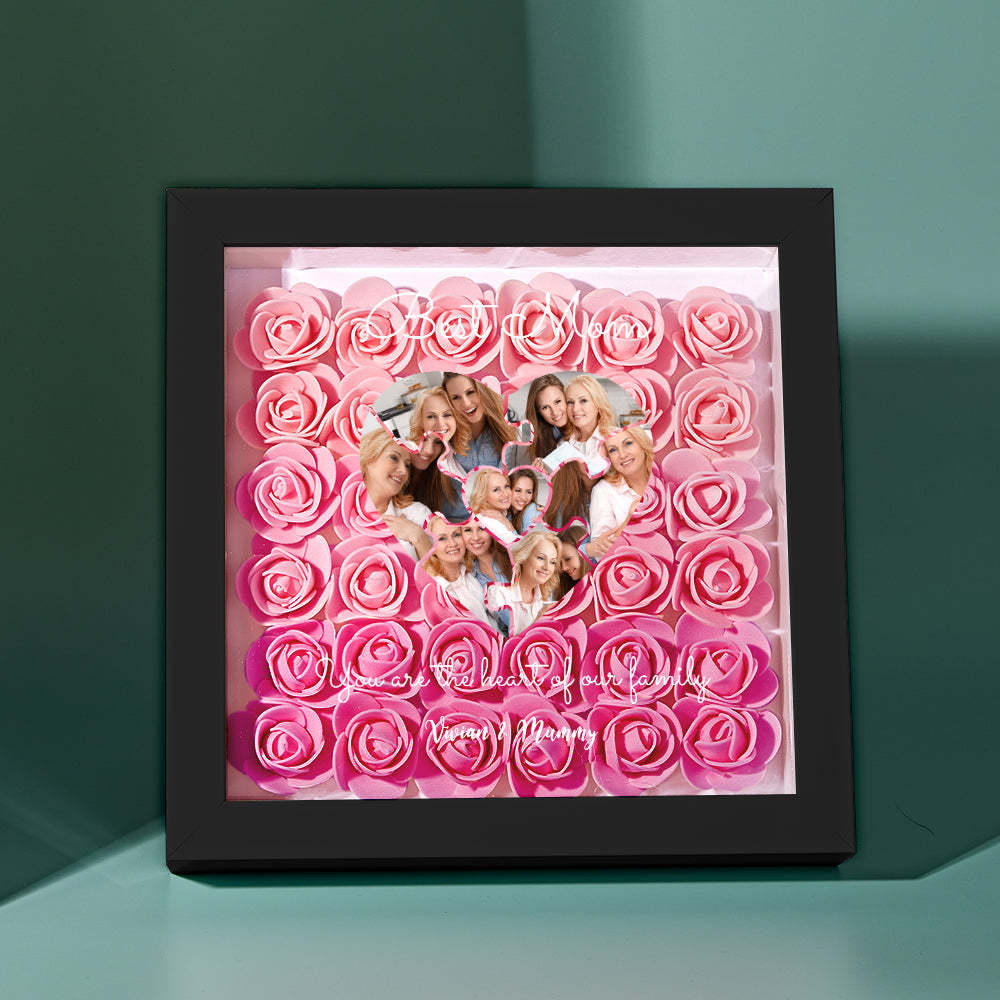 Custom Photo Puzzle Flower Shadow Box Personalized Flower Shadowbox Frame Mother's Day Gift - makephotopuzzleuk