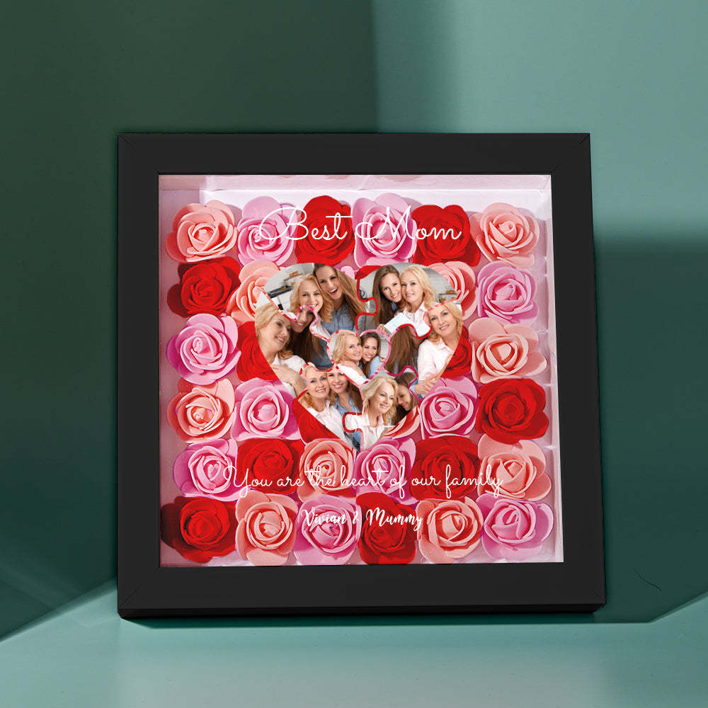 Custom Photo Puzzle Flower Shadow Box Personalized Flower Shadowbox Frame Mother's Day Gift - makephotopuzzleuk