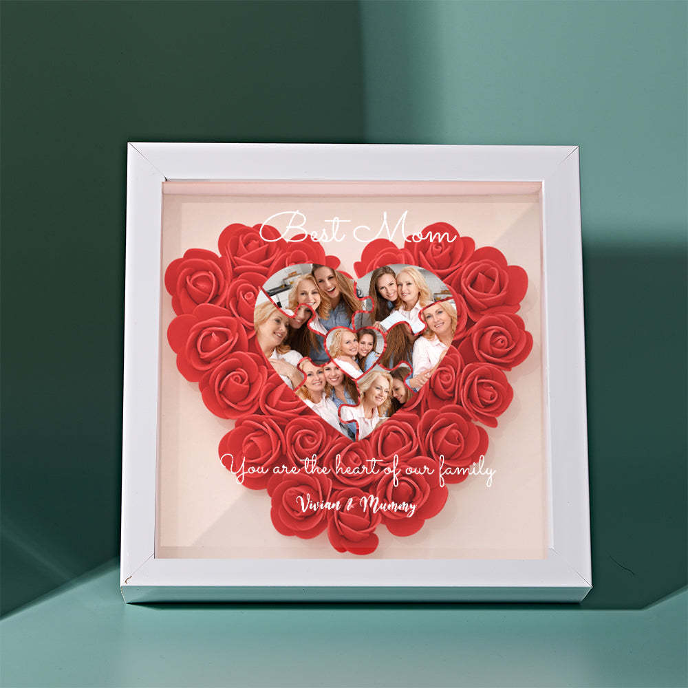 Custom Photo Puzzle Flower Shadow Box Personalized Flower Shadowbox Frame Mother's Day Gift - makephotopuzzleuk