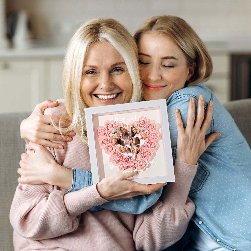 Custom Photo Puzzle Flower Shadow Box Personalized Flower Shadowbox Frame Mother's Day Gift - makephotopuzzleuk