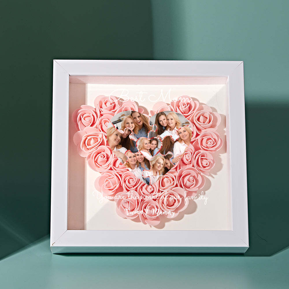 Custom Photo Puzzle Flower Shadow Box Personalized Flower Shadowbox Frame Mother's Day Gift - makephotopuzzleuk