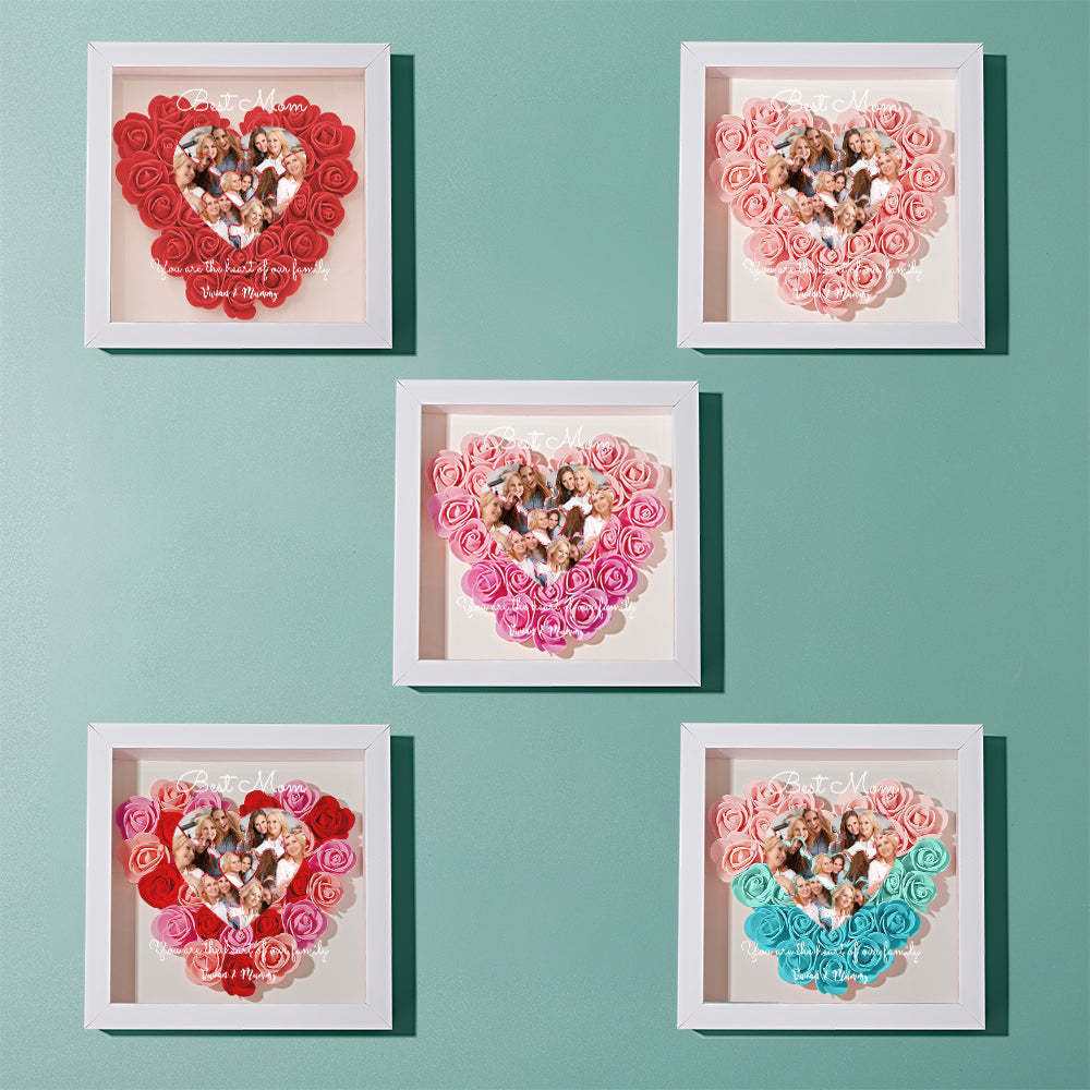 Custom Photo Puzzle Flower Shadow Box Personalized Flower Shadowbox Frame Mother's Day Gift - makephotopuzzleuk