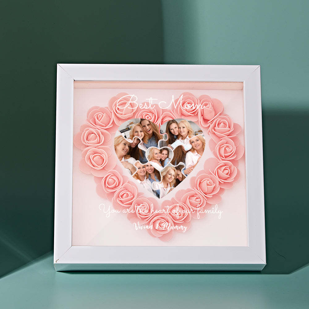 Custom Photo Puzzle Flower Shadow Box Personalized Flower Shadowbox Frame Mother's Day Gift - makephotopuzzleuk
