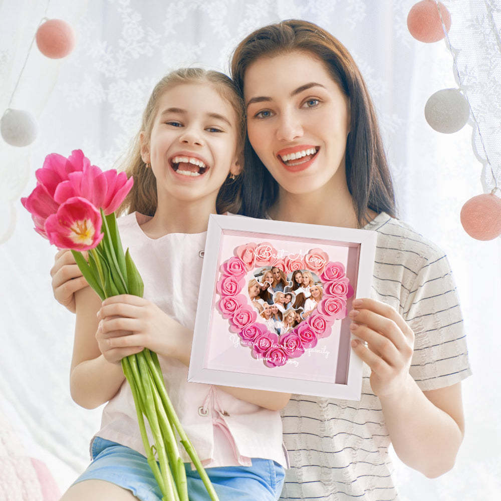 Custom Photo Puzzle Flower Shadow Box Personalized Flower Shadowbox Frame Mother's Day Gift - makephotopuzzleuk
