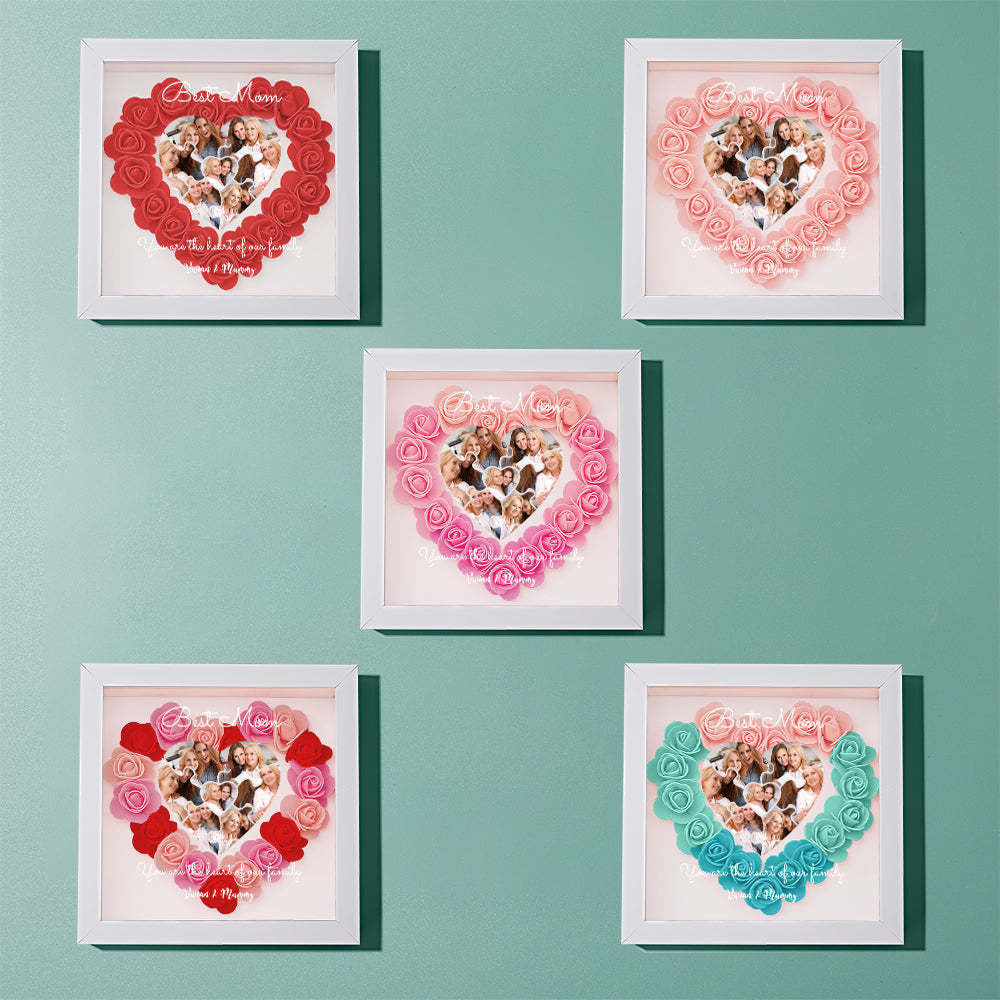 Custom Photo Puzzle Flower Shadow Box Personalized Flower Shadowbox Frame Mother's Day Gift - makephotopuzzleuk