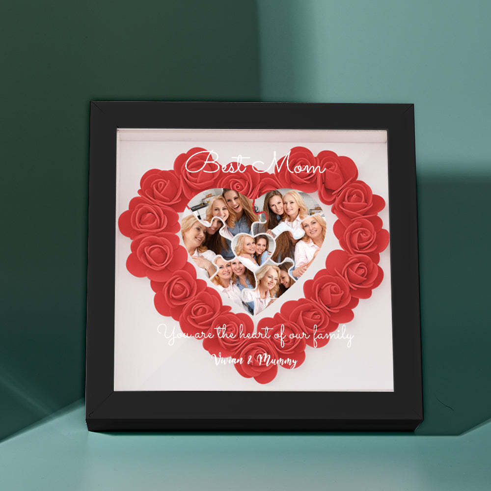 Custom Photo Puzzle Flower Shadow Box Personalized Flower Shadowbox Frame Mother's Day Gift - makephotopuzzleuk