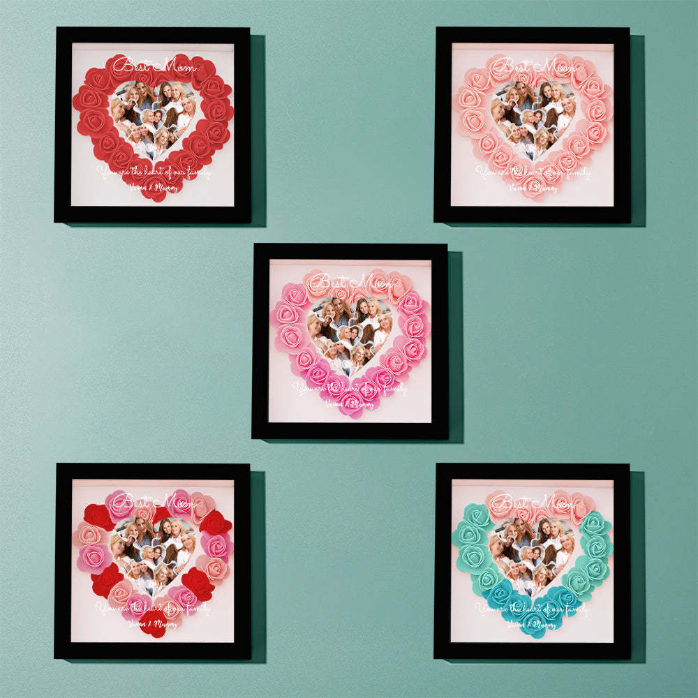 Custom Photo Puzzle Flower Shadow Box Personalized Flower Shadowbox Frame Mother's Day Gift - makephotopuzzleuk