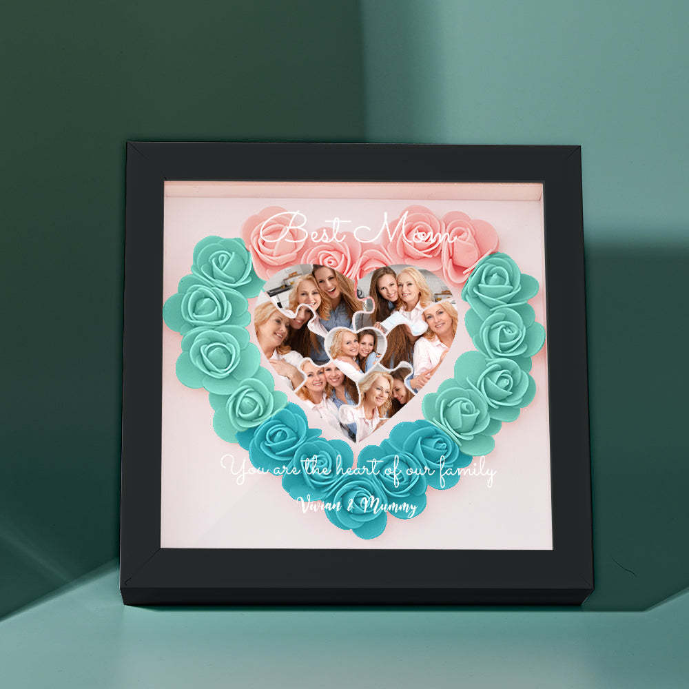Custom Photo Puzzle Flower Shadow Box Personalized Flower Shadowbox Frame Mother's Day Gift - makephotopuzzleuk