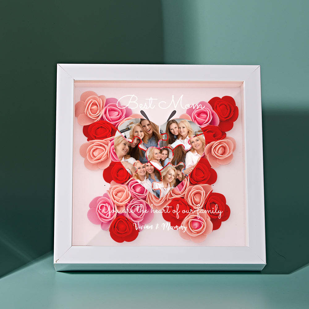 Custom Photo Puzzle Flower Shadow Box Personalized Flower Shadowbox Frame Mother's Day Gift - makephotopuzzleuk