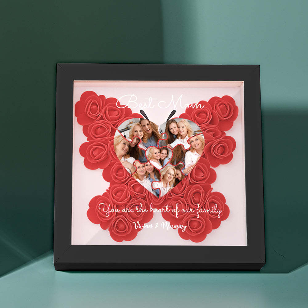 Custom Photo Puzzle Flower Shadow Box Personalized Flower Shadowbox Frame Mother's Day Gift - makephotopuzzleuk