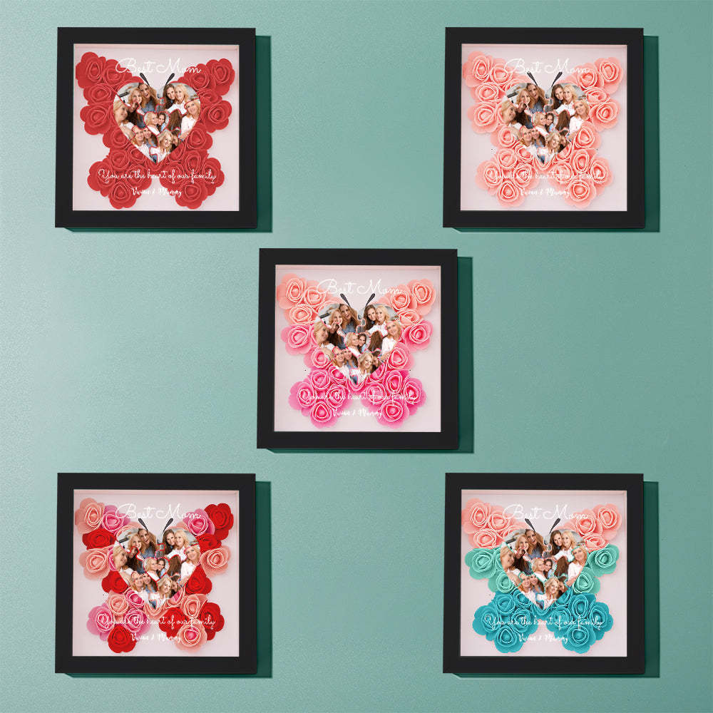 Custom Photo Puzzle Flower Shadow Box Personalized Flower Shadowbox Frame Mother's Day Gift - makephotopuzzleuk