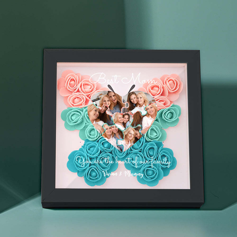 Custom Photo Puzzle Flower Shadow Box Personalized Flower Shadowbox Frame Mother's Day Gift - makephotopuzzleuk