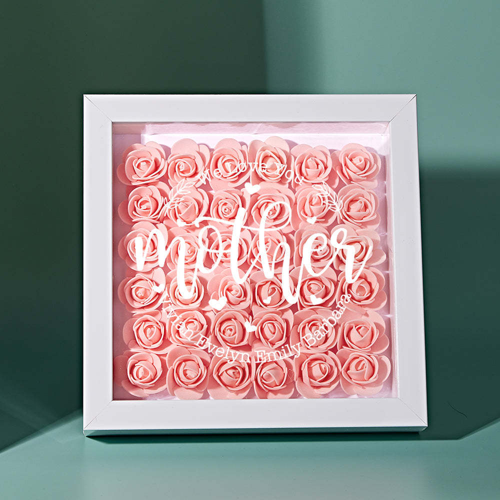 Custom Name Flower Shadow Box Personalized Flower Shadowbox Frame Mother's Day Gift - makephotopuzzleuk