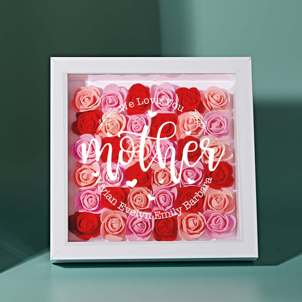 Custom Name Flower Shadow Box Personalized Flower Shadowbox Frame Mother's Day Gift - makephotopuzzleuk
