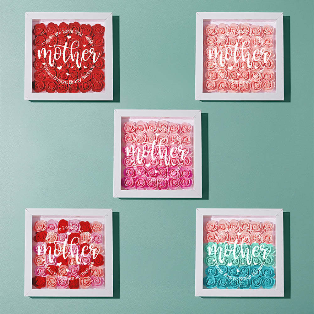 Custom Name Flower Shadow Box Personalized Flower Shadowbox Frame Mother's Day Gift - makephotopuzzleuk