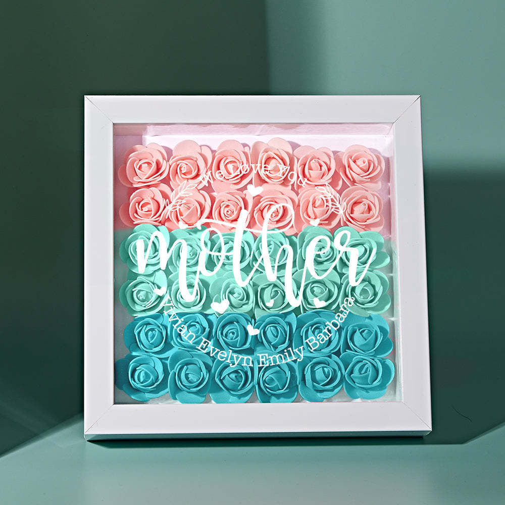 Custom Name Flower Shadow Box Personalized Flower Shadowbox Frame Mother's Day Gift - makephotopuzzleuk