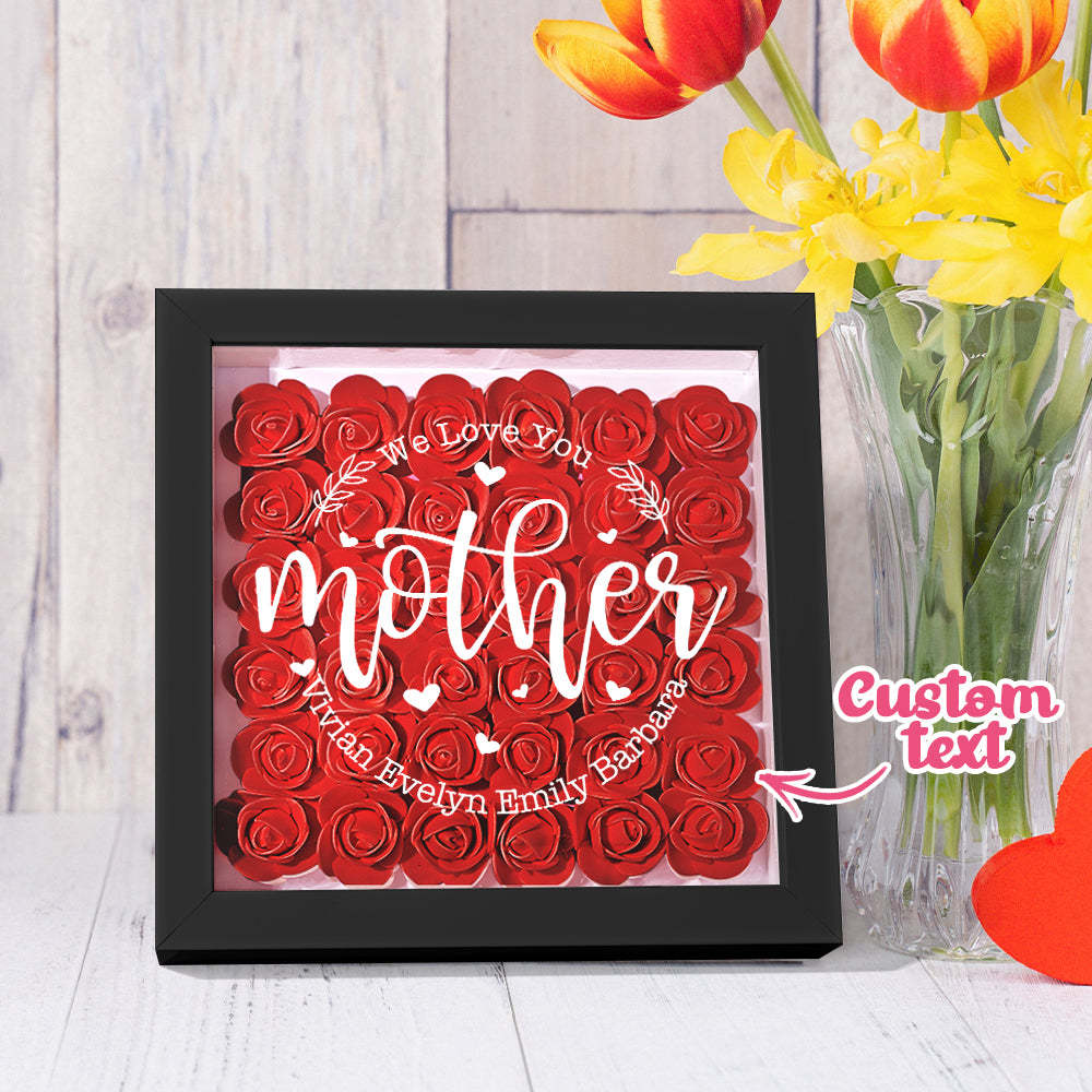 Custom Name Flower Shadow Box Personalized Flower Shadowbox Frame Mother's Day Gift - makephotopuzzleuk