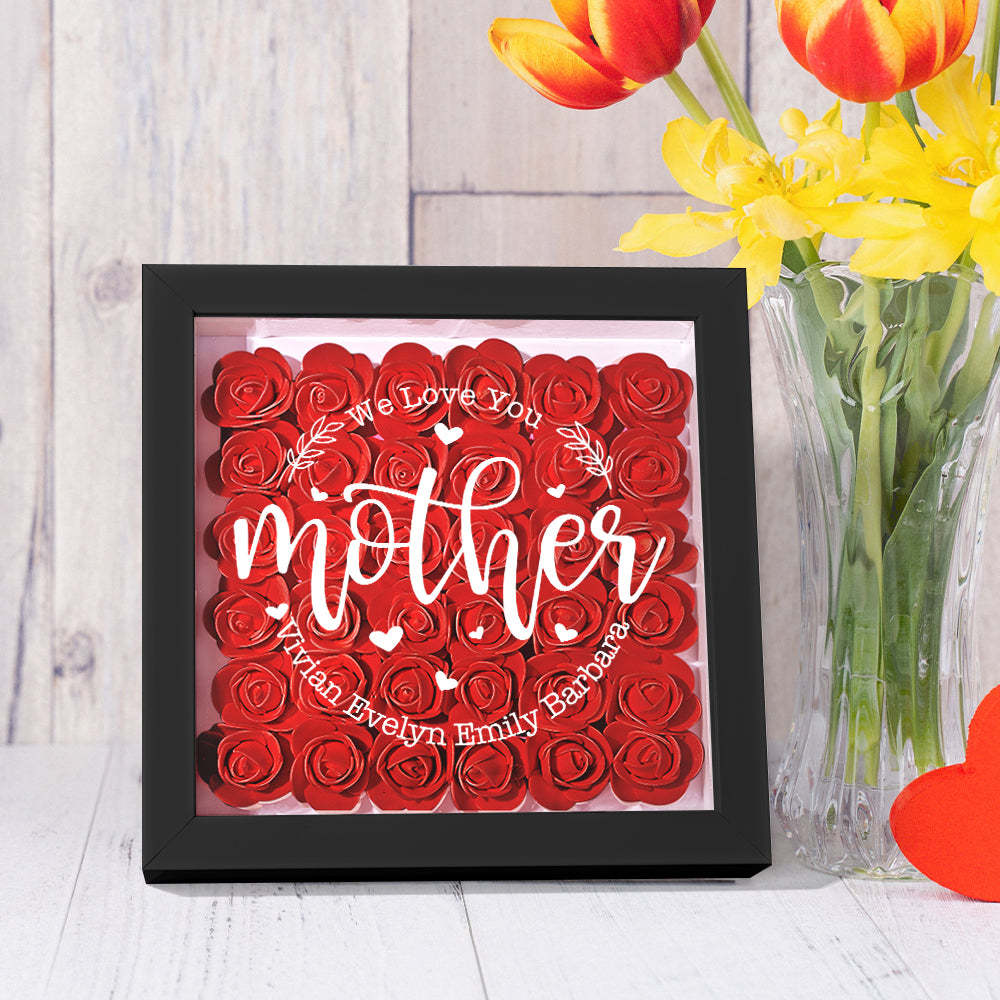 Custom Name Flower Shadow Box Personalized Flower Shadowbox Frame Mother's Day Gift - makephotopuzzleuk