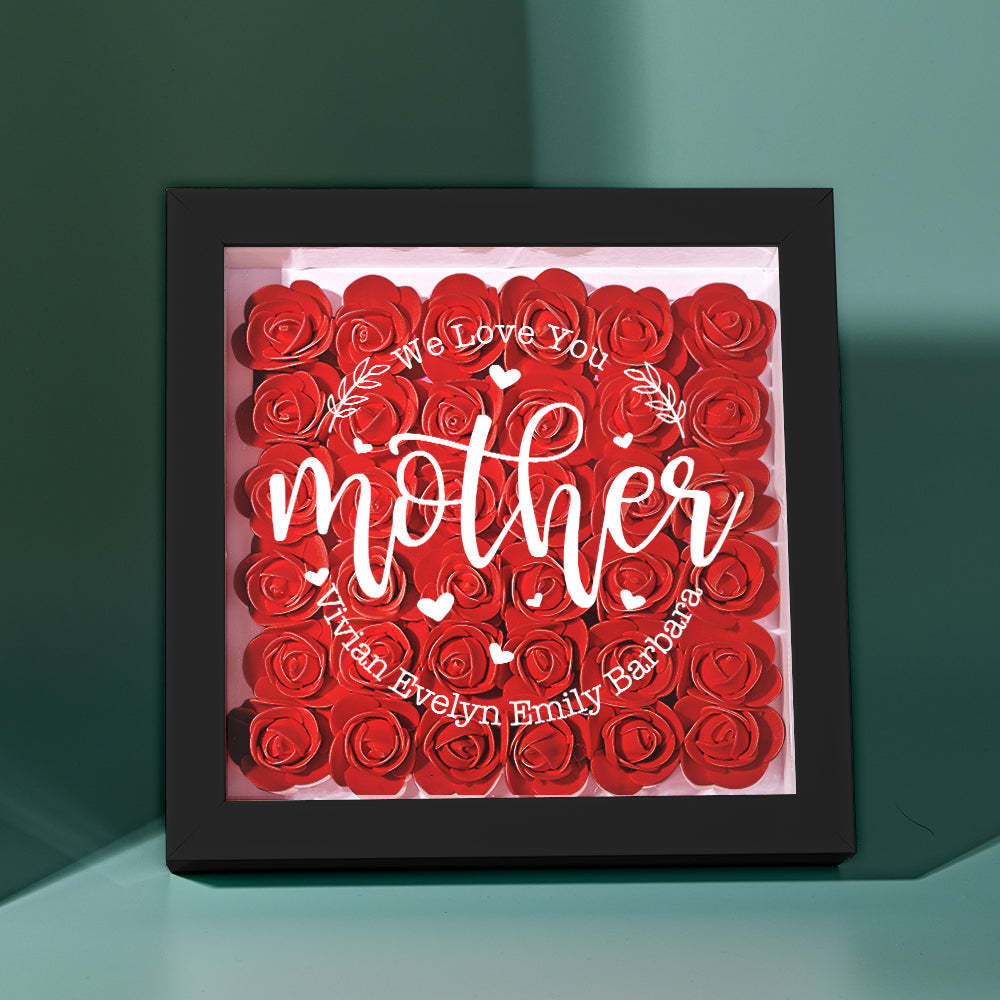 Custom Name Flower Shadow Box Personalized Flower Shadowbox Frame Mother's Day Gift - makephotopuzzleuk