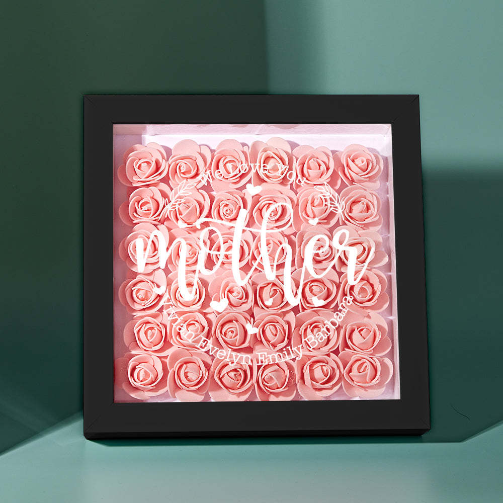 Custom Name Flower Shadow Box Personalized Flower Shadowbox Frame Mother's Day Gift - makephotopuzzleuk