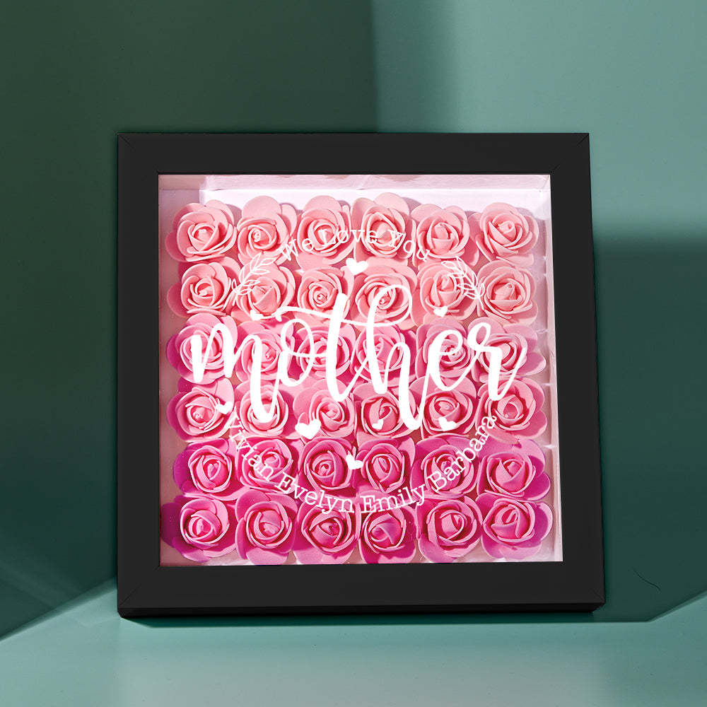 Custom Name Flower Shadow Box Personalized Flower Shadowbox Frame Mother's Day Gift - makephotopuzzleuk