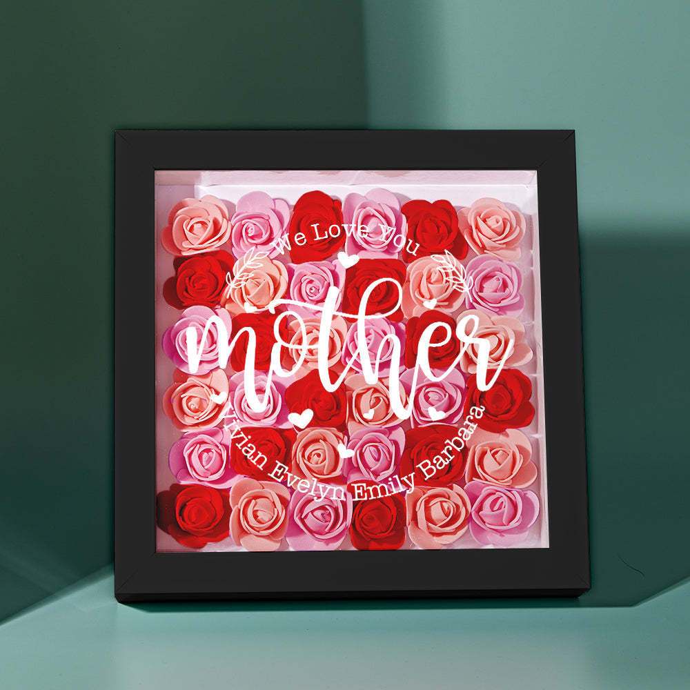 Custom Name Flower Shadow Box Personalized Flower Shadowbox Frame Mother's Day Gift - makephotopuzzleuk