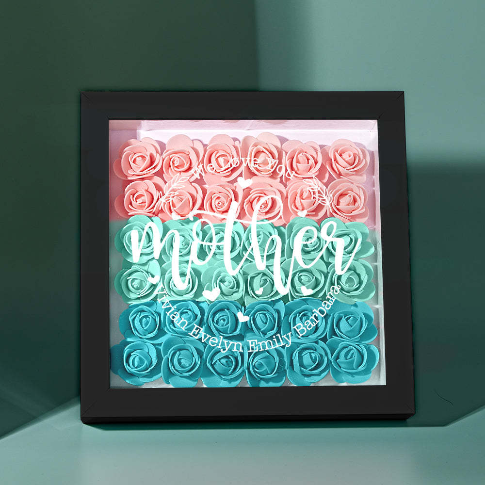Custom Name Flower Shadow Box Personalized Flower Shadowbox Frame Mother's Day Gift - makephotopuzzleuk