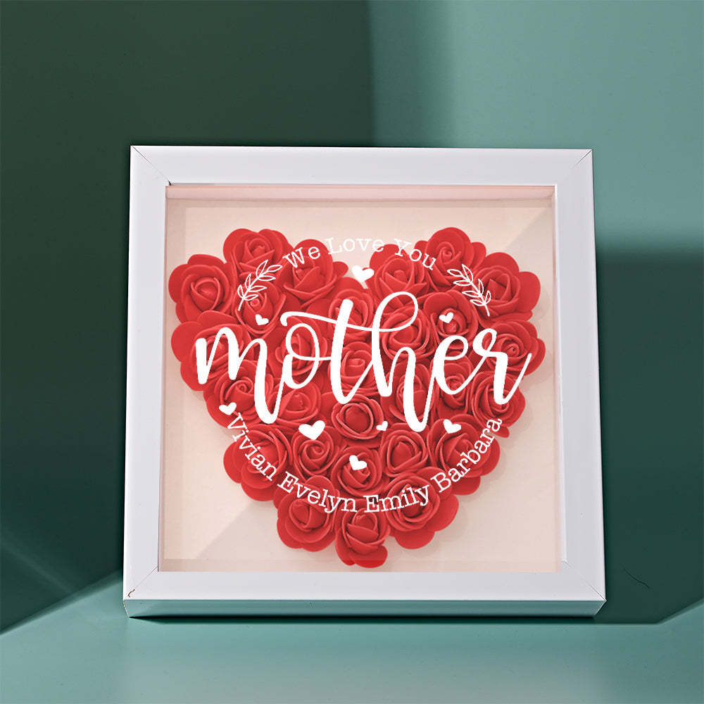 Custom Name Flower Shadow Box Personalized Flower Shadowbox Frame Mother's Day Gift - makephotopuzzleuk