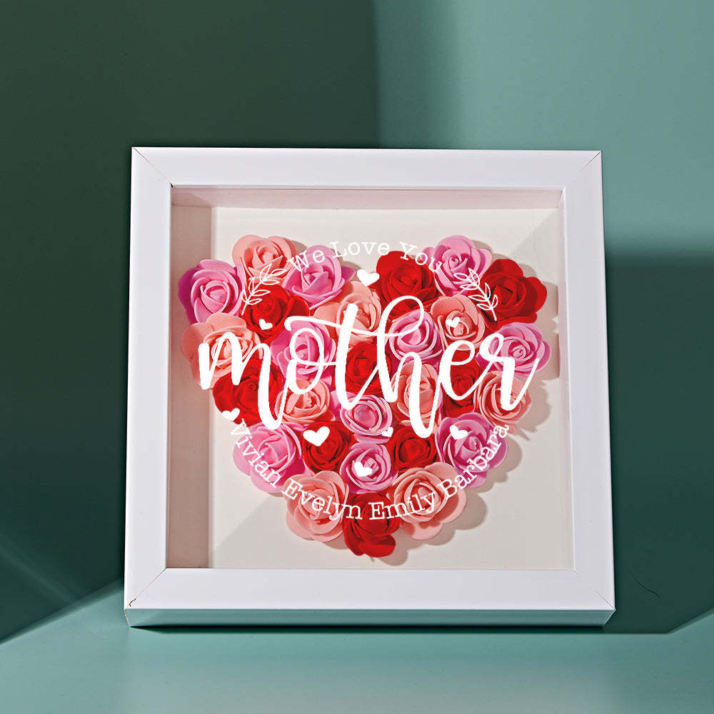 Custom Name Flower Shadow Box Personalized Flower Shadowbox Frame Mother's Day Gift - makephotopuzzleuk