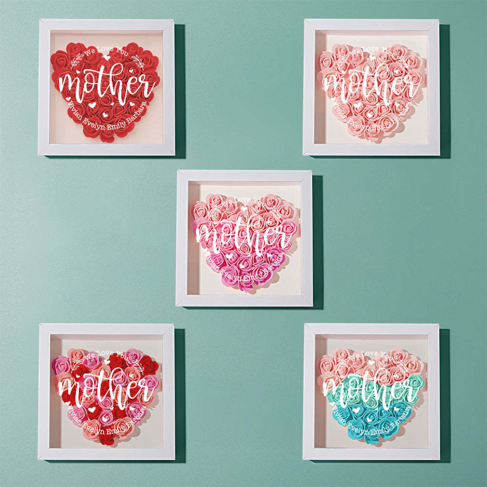 Custom Name Flower Shadow Box Personalized Flower Shadowbox Frame Mother's Day Gift - makephotopuzzleuk