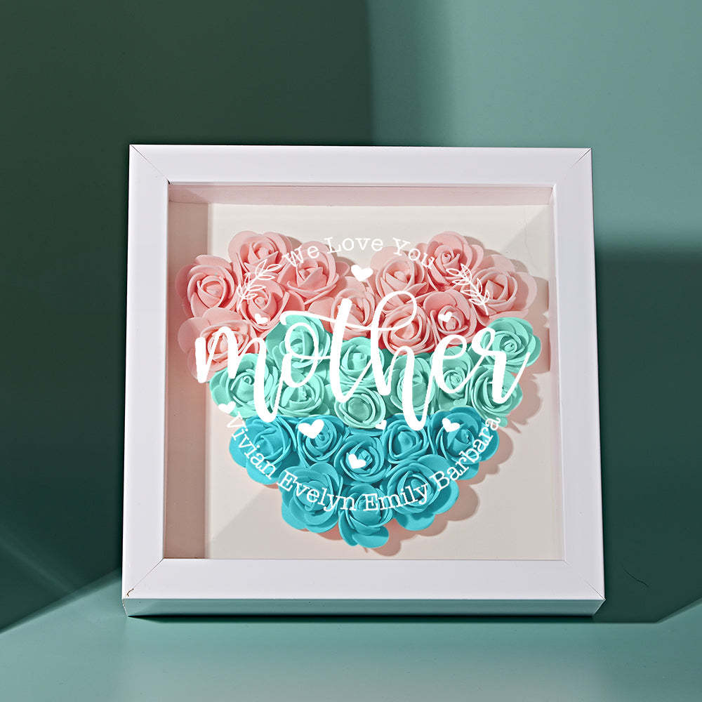 Custom Name Flower Shadow Box Personalized Flower Shadowbox Frame Mother's Day Gift - makephotopuzzleuk