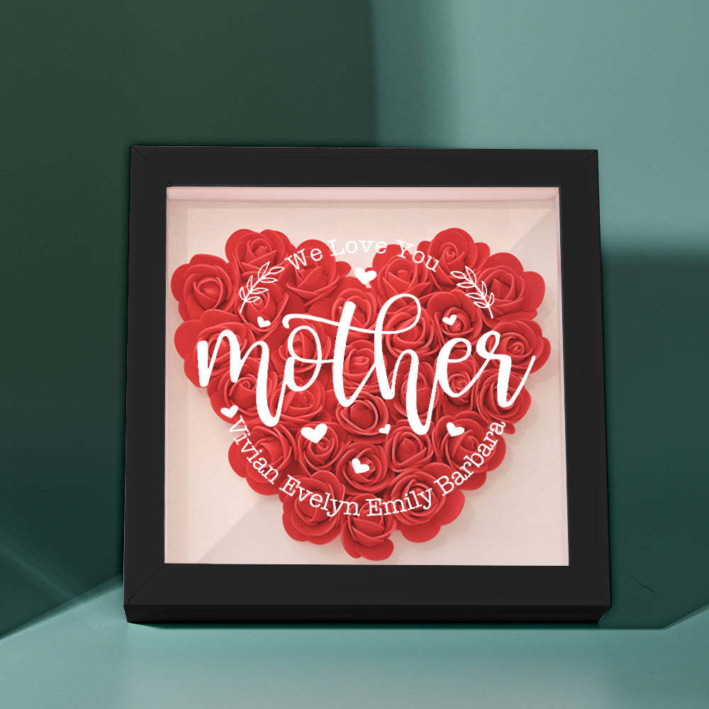 Custom Name Flower Shadow Box Personalized Flower Shadowbox Frame Mother's Day Gift - makephotopuzzleuk